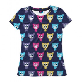 Женская футболка 3D с принтом Котятки , 100% полиэфир ( синтетическое хлопкоподобное полотно) | прямой крой, круглый вырез горловины, длина до линии бедер |  котэ | котятки