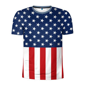 Мужская футболка 3D спортивная с принтом Флаг США , 100% полиэстер с улучшенными характеристиками | приталенный силуэт, круглая горловина, широкие плечи, сужается к линии бедра | Тематика изображения на принте: flag | usa | патриотизм | сша | флаг