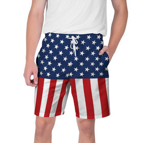 Мужские шорты 3D с принтом Флаг США ,  полиэстер 100% | прямой крой, два кармана без застежек по бокам. Мягкая трикотажная резинка на поясе, внутри которой широкие завязки. Длина чуть выше колен | Тематика изображения на принте: flag | usa | патриотизм | сша | флаг
