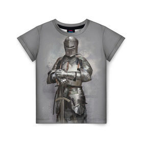 Детская футболка 3D с принтом Рыцарь , 100% гипоаллергенный полиэфир | прямой крой, круглый вырез горловины, длина до линии бедер, чуть спущенное плечо, ткань немного тянется | боец | воин | доспехи | король | латы | меч | рыцарь