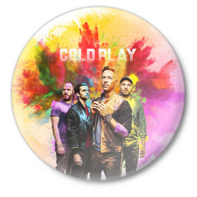 Значок с принтом Coldplay ,  металл | круглая форма, металлическая застежка в виде булавки | cold play | rock | колд плей | колд плэй | колдплей | колдплэй | рок