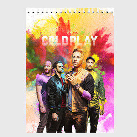 Скетчбук с принтом Coldplay , 100% бумага
 | 48 листов, плотность листов — 100 г/м2, плотность картонной обложки — 250 г/м2. Листы скреплены сверху удобной пружинной спиралью | cold play | rock | колд плей | колд плэй | колдплей | колдплэй | рок