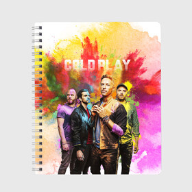 Тетрадь с принтом Coldplay , 100% бумага | 48 листов, плотность листов — 60 г/м2, плотность картонной обложки — 250 г/м2. Листы скреплены сбоку удобной пружинной спиралью. Уголки страниц и обложки скругленные. Цвет линий — светло-серый
 | cold play | rock | колд плей | колд плэй | колдплей | колдплэй | рок