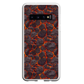 Чехол для Samsung Galaxy S10 с принтом Голем , Силикон | Область печати: задняя сторона чехла, без боковых панелей | Тематика изображения на принте: вулкан | голем | демон | жара | камень | лава | огонь | пламя | солнце