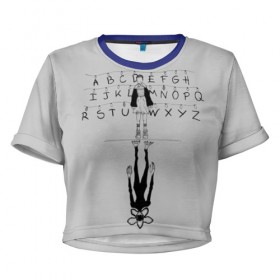 Женская футболка 3D укороченная с принтом Лампочки , 100% полиэстер | круглая горловина, длина футболки до линии талии, рукава с отворотами | stranger things | гирлянда | очень странные дела