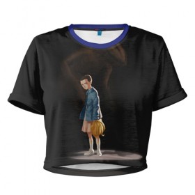 Женская футболка 3D укороченная с принтом Monster , 100% полиэстер | круглая горловина, длина футболки до линии талии, рукава с отворотами | stranger things | очень странные дела