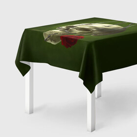 Скатерть 3D с принтом Череп и роза , 100% полиэстер (ткань не мнется и не растягивается) | Размер: 150*150 см | кости | роза | скелет | хэллоуин | цветок | цветы | череп