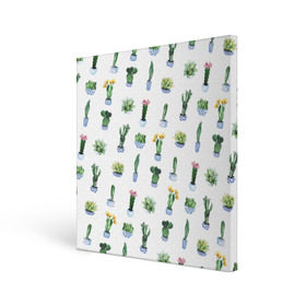 Холст квадратный с принтом Кактусы , 100% ПВХ |  | Тематика изображения на принте: горшок | зеленый | кактус | принт | растение | флора | цветы
