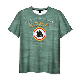 Мужская футболка 3D с принтом A S Roma - Vintage No.2 , 100% полиэфир | прямой крой, круглый вырез горловины, длина до линии бедер | 