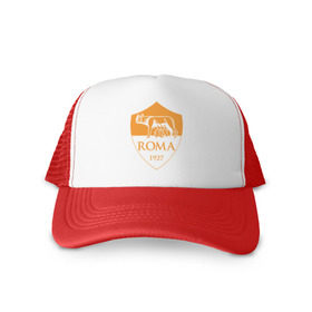 Кепка тракер с сеткой с принтом A S Roma - Autumn Top , трикотажное полотно; задняя часть — сетка | длинный козырек, универсальный размер, пластиковая застежка | as roma | roma | рома | футбол