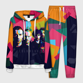Мужской костюм 3D с принтом Coldplay , 100% полиэстер | Манжеты и пояс оформлены тканевой резинкой, двухслойный капюшон со шнурком для регулировки, карманы спереди | cold play | rock | колд плей | колд плэй | колдплей | колдплэй | рок