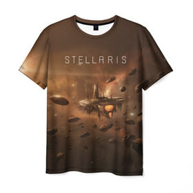 Мужская футболка 3D с принтом Stellaris , 100% полиэфир | прямой крой, круглый вырез горловины, длина до линии бедер | stellaris