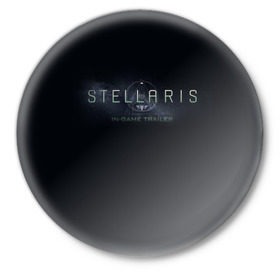 Значок с принтом Stellaris ,  металл | круглая форма, металлическая застежка в виде булавки | stellaris