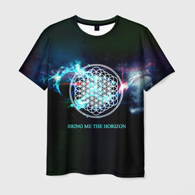 Мужская футболка 3D с принтом Bring Me the Horizon космос , 100% полиэфир | прямой крой, круглый вырез горловины, длина до линии бедер | Тематика изображения на принте: bmth | bring me the horizon | альтернативный метал | альтернативный рок | группа | достань для меня горизонт | дэткор | метал | рок | электроник рок