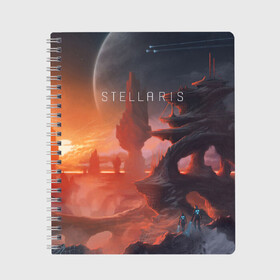 Тетрадь с принтом Stellaris , 100% бумага | 48 листов, плотность листов — 60 г/м2, плотность картонной обложки — 250 г/м2. Листы скреплены сбоку удобной пружинной спиралью. Уголки страниц и обложки скругленные. Цвет линий — светло-серый
 | stellaris