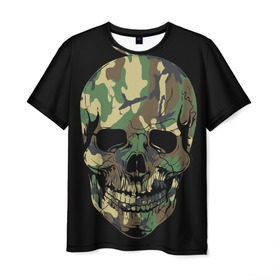 Мужская футболка 3D с принтом Череп Армия , 100% полиэфир | прямой крой, круглый вырез горловины, длина до линии бедер | Тематика изображения на принте: army | biker | ffm | skeleton | skull | армия | байкер | камуфляж | каска | скелет | череп | шлем
