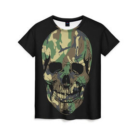Женская футболка 3D с принтом Череп Армия , 100% полиэфир ( синтетическое хлопкоподобное полотно) | прямой крой, круглый вырез горловины, длина до линии бедер | army | biker | ffm | skeleton | skull | армия | байкер | камуфляж | каска | скелет | череп | шлем
