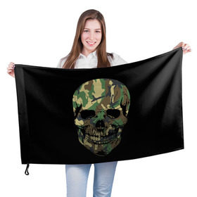 Флаг 3D с принтом Череп Армия , 100% полиэстер | плотность ткани — 95 г/м2, размер — 67 х 109 см. Принт наносится с одной стороны | army | biker | ffm | skeleton | skull | армия | байкер | камуфляж | каска | скелет | череп | шлем