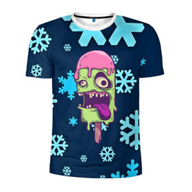 Мужская футболка 3D спортивная с принтом Ice Cream , 100% полиэстер с улучшенными характеристиками | приталенный силуэт, круглая горловина, широкие плечи, сужается к линии бедра | ice cream | зима | зомби | мороженое | снежинки