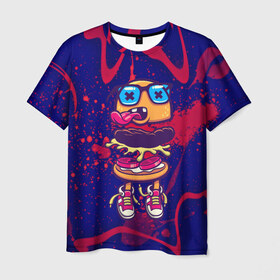 Мужская футболка 3D с принтом Бургер , 100% полиэфир | прямой крой, круглый вырез горловины, длина до линии бедер | Тематика изображения на принте: 
