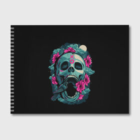 Альбом для рисования с принтом Dia de Muertos , 100% бумага
 | матовая бумага, плотность 200 мг. | Тематика изображения на принте: кости | праздник | птица | скелет | хэллоуин | цветы | череп