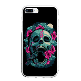 Чехол для iPhone 7Plus/8 Plus матовый с принтом Dia de Muertos , Силикон | Область печати: задняя сторона чехла, без боковых панелей | кости | праздник | птица | скелет | хэллоуин | цветы | череп