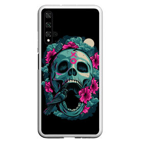 Чехол для Honor 20 с принтом Dia de Muertos , Силикон | Область печати: задняя сторона чехла, без боковых панелей | кости | праздник | птица | скелет | хэллоуин | цветы | череп