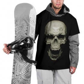 Накидка на куртку 3D с принтом Череп вампира , 100% полиэстер |  | вампир | кости | кровь | скелет | ужас | хэллоуин | череп