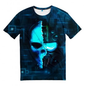 Мужская футболка 3D с принтом Tom Clancy`s череп , 100% полиэфир | прямой крой, круглый вырез горловины, длина до линии бедер | голова | маска | робот | череп