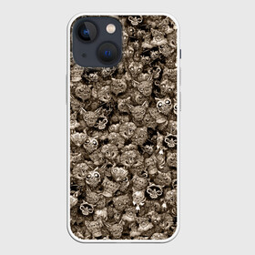 Чехол для iPhone 13 mini с принтом Зомби котики ,  |  | дохлый | животные | кот | коты | кошка | кошки | мертвый | паттерн | сепия | текстура | хеллоуин