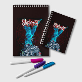 Блокнот с принтом Орел группа Slipknot , 100% бумага | 48 листов, плотность листов — 60 г/м2, плотность картонной обложки — 250 г/м2. Листы скреплены удобной пружинной спиралью. Цвет линий — светло-серый
 | Тематика изображения на принте: slipknot | альтернативный метал | андерс | головы | грув метал | колсефни | кори | маска | метал | музыка | ню метал | рок | слипкнот | тейлор