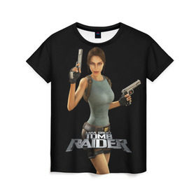 Женская футболка 3D с принтом TOMB RAIDER , 100% полиэфир ( синтетическое хлопкоподобное полотно) | прямой крой, круглый вырез горловины, длина до линии бедер | game | girl | gun | lara croft | tomb raider | девушка | игра | оружие | пистолет