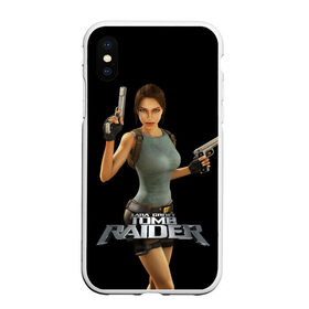 Чехол для iPhone XS Max матовый с принтом TOMB RAIDER , Силикон | Область печати: задняя сторона чехла, без боковых панелей | game | girl | gun | lara croft | tomb raider | девушка | игра | оружие | пистолет