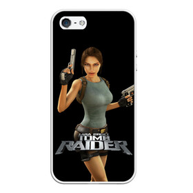 Чехол для iPhone 5/5S матовый с принтом TOMB RAIDER , Силикон | Область печати: задняя сторона чехла, без боковых панелей | game | girl | gun | lara croft | tomb raider | девушка | игра | оружие | пистолет