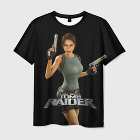 Мужская футболка 3D с принтом TOMB RAIDER , 100% полиэфир | прямой крой, круглый вырез горловины, длина до линии бедер | game | girl | gun | lara croft | tomb raider | девушка | игра | оружие | пистолет