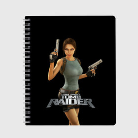 Тетрадь с принтом TOMB RAIDER , 100% бумага | 48 листов, плотность листов — 60 г/м2, плотность картонной обложки — 250 г/м2. Листы скреплены сбоку удобной пружинной спиралью. Уголки страниц и обложки скругленные. Цвет линий — светло-серый
 | game | girl | gun | lara croft | tomb raider | девушка | игра | оружие | пистолет