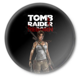 Значок с принтом TOMB RAIDER ,  металл | круглая форма, металлическая застежка в виде булавки | Тематика изображения на принте: game | girl | gun | lara croft | tomb raider | девушка | игра | оружие | пистолет