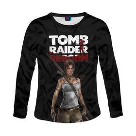 Женский лонгслив 3D с принтом TOMB RAIDER , 100% полиэстер | длинные рукава, круглый вырез горловины, полуприлегающий силуэт | game | girl | gun | lara croft | tomb raider | девушка | игра | оружие | пистолет