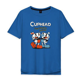 Мужская футболка хлопок Oversize с принтом Cuphead Mugman , 100% хлопок | свободный крой, круглый ворот, “спинка” длиннее передней части | cuphead | game | games