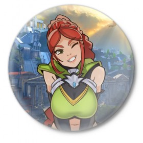 Значок с принтом paladins cassie ,  металл | круглая форма, металлическая застежка в виде булавки | Тематика изображения на принте: 3d | art | game | online | paladins | video