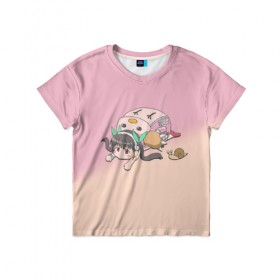 Детская футболка 3D с принтом Хатикудзи Маёй , 100% гипоаллергенный полиэфир | прямой крой, круглый вырез горловины, длина до линии бедер, чуть спущенное плечо, ткань немного тянется | bakemonogatari | monogatari | улитка | хатикудзи маёй
