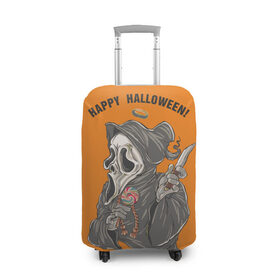 Чехол для чемодана 3D с принтом Happy Halloween , 86% полиэфир, 14% спандекс | двустороннее нанесение принта, прорези для ручек и колес | helloween |  хэллоуин | день всех святых | крик | нож | праздник | ужас | хеллоуин | хеловин | хелоуин