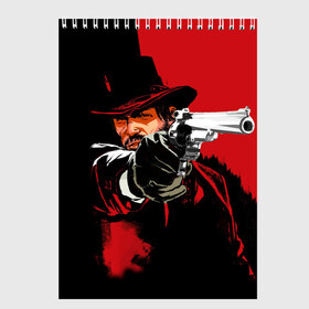 Скетчбук с принтом Red Dead Redemption , 100% бумага
 | 48 листов, плотность листов — 100 г/м2, плотность картонной обложки — 250 г/м2. Листы скреплены сверху удобной пружинной спиралью | cowboy | game | gun | jim | red dead redemption | rockstar | west | вестерн | дикий запад | игра | ковбой | оружие | пистолет