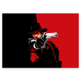 Поздравительная открытка с принтом Red Dead Redemption , 100% бумага | плотность бумаги 280 г/м2, матовая, на обратной стороне линовка и место для марки
 | cowboy | game | gun | jim | red dead redemption | rockstar | west | вестерн | дикий запад | игра | ковбой | оружие | пистолет