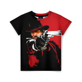 Детская футболка 3D с принтом Red Dead Redemption , 100% гипоаллергенный полиэфир | прямой крой, круглый вырез горловины, длина до линии бедер, чуть спущенное плечо, ткань немного тянется | cowboy | game | gun | jim | red dead redemption | rockstar | west | вестерн | дикий запад | игра | ковбой | оружие | пистолет