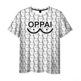 Мужская футболка 3D с принтом OPPAI , 100% полиэфир | прямой крой, круглый вырез горловины, длина до линии бедер | anime | onepunchman | oppai | saitama | аниме | ванпанчмен | сайтама