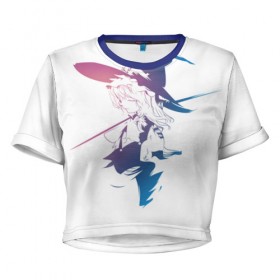 Женская футболка 3D укороченная с принтом Kirisame Marisa , 100% полиэстер | круглая горловина, длина футболки до линии талии, рукава с отворотами | anime | art | kirisame | marisa | аниме | арт | ведьма | кирисаме | мариса | рисунок