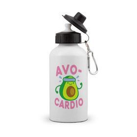 Бутылка спортивная с принтом Avo-Cardio , металл | емкость — 500 мл, в комплекте две пластиковые крышки и карабин для крепления | Тематика изображения на принте: авокадо | еда | кардио | спорт