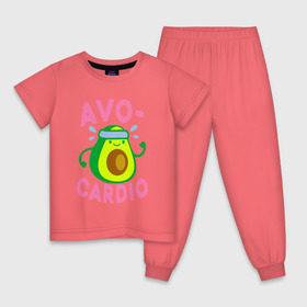 Детская пижама хлопок с принтом Avo-Cardio , 100% хлопок |  брюки и футболка прямого кроя, без карманов, на брюках мягкая резинка на поясе и по низу штанин
 | Тематика изображения на принте: авокадо | еда | кардио | спорт