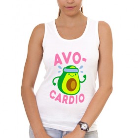 Женская майка хлопок с принтом Avo-Cardio , 95% хлопок, 5% эластан |  | авокадо | еда | кардио | спорт